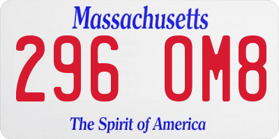 MA license plate 296OM8