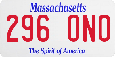 MA license plate 296ON0