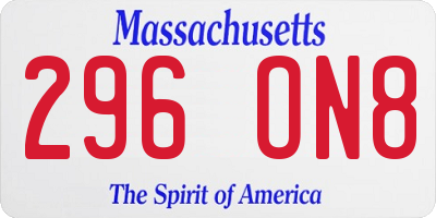 MA license plate 296ON8
