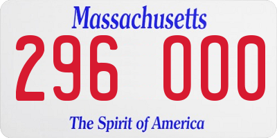 MA license plate 296OO0