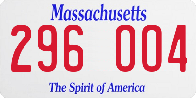 MA license plate 296OO4