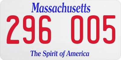 MA license plate 296OO5