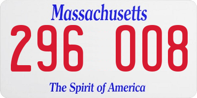 MA license plate 296OO8