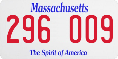 MA license plate 296OO9
