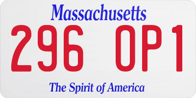 MA license plate 296OP1