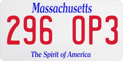MA license plate 296OP3