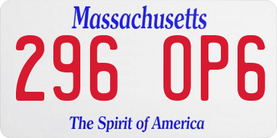 MA license plate 296OP6