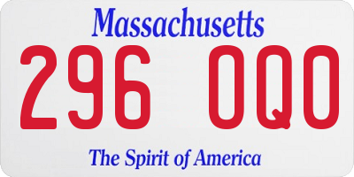 MA license plate 296OQ0