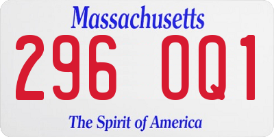 MA license plate 296OQ1