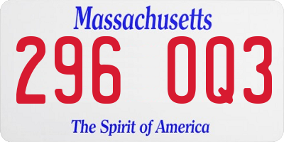 MA license plate 296OQ3