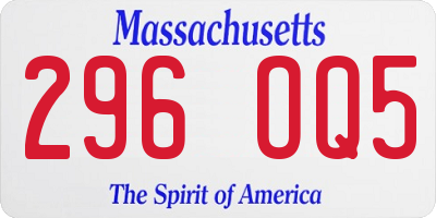 MA license plate 296OQ5