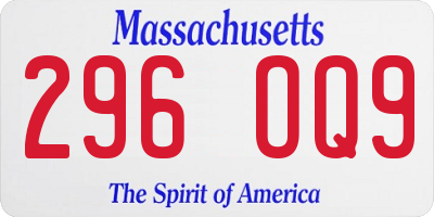 MA license plate 296OQ9
