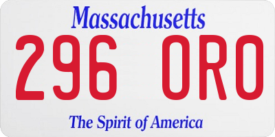 MA license plate 296OR0