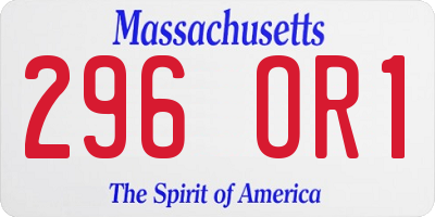 MA license plate 296OR1