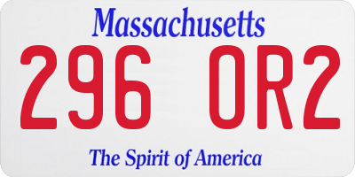 MA license plate 296OR2