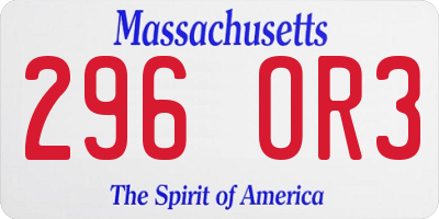 MA license plate 296OR3