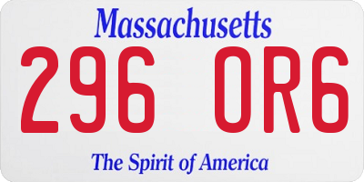MA license plate 296OR6