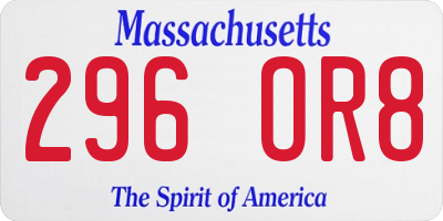 MA license plate 296OR8