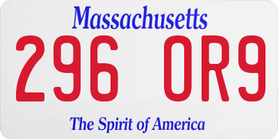 MA license plate 296OR9