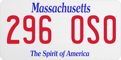 MA license plate 296OS0