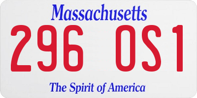 MA license plate 296OS1