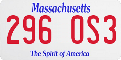 MA license plate 296OS3