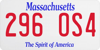 MA license plate 296OS4