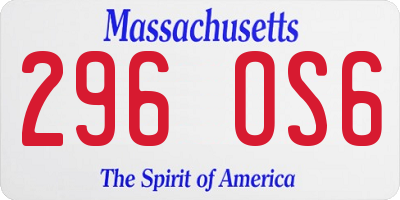 MA license plate 296OS6