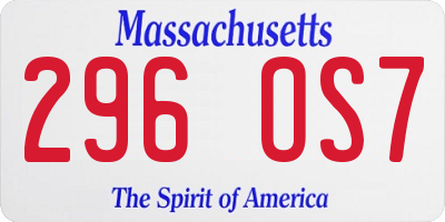 MA license plate 296OS7