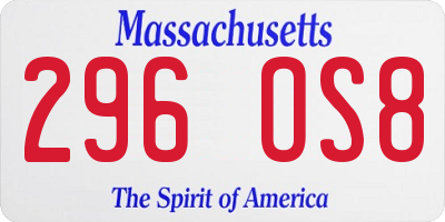 MA license plate 296OS8