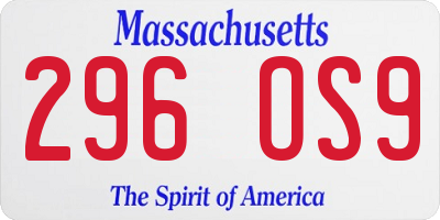 MA license plate 296OS9