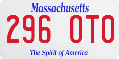 MA license plate 296OT0