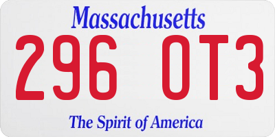 MA license plate 296OT3