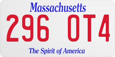 MA license plate 296OT4