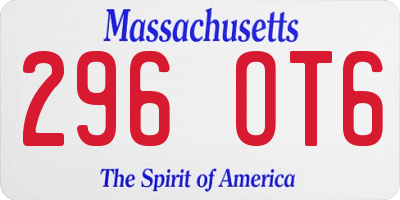 MA license plate 296OT6