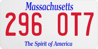 MA license plate 296OT7