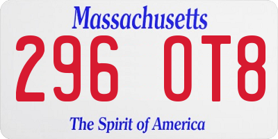 MA license plate 296OT8