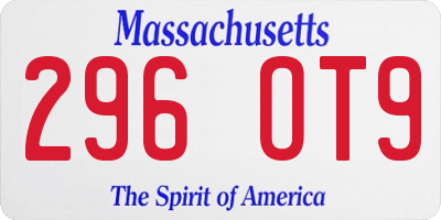 MA license plate 296OT9