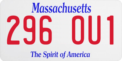 MA license plate 296OU1