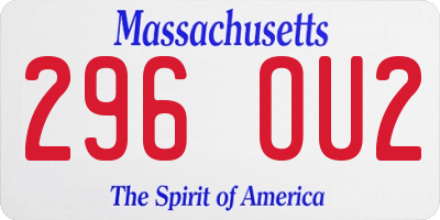 MA license plate 296OU2