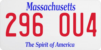 MA license plate 296OU4