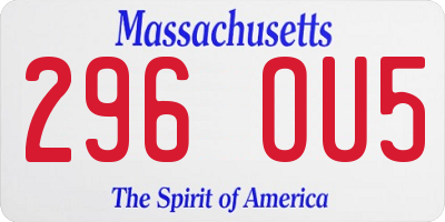 MA license plate 296OU5