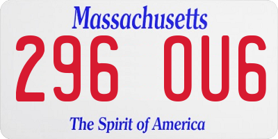 MA license plate 296OU6