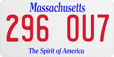 MA license plate 296OU7