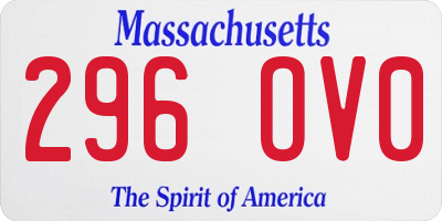 MA license plate 296OV0