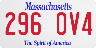 MA license plate 296OV4
