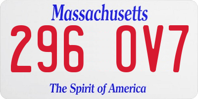 MA license plate 296OV7