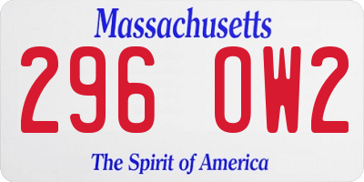 MA license plate 296OW2