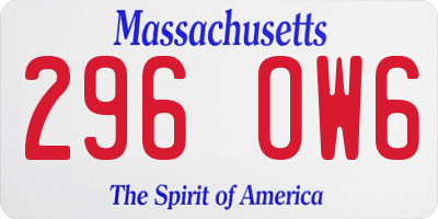 MA license plate 296OW6