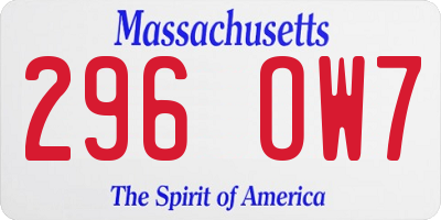 MA license plate 296OW7
